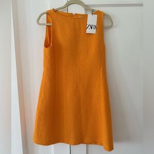 Zara Vibrant Orange Textured dress